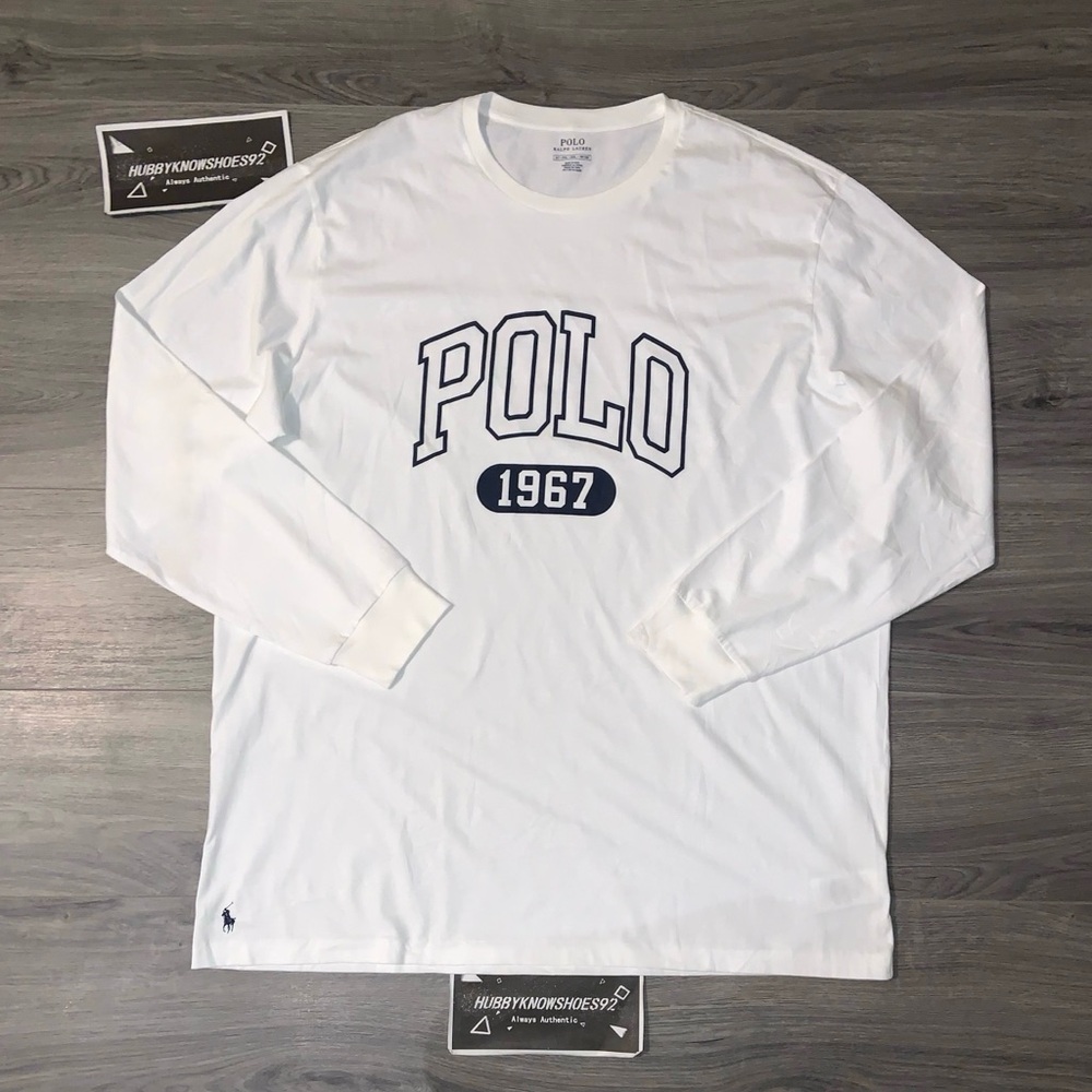 POLO RALPH LAUREN Big & Tall Men’s Graphic Logo Long-Sleeve T-Shirt White Multi